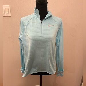Nike Women's Sky Blue Quarter-Zip Therma-Fit Performance Top